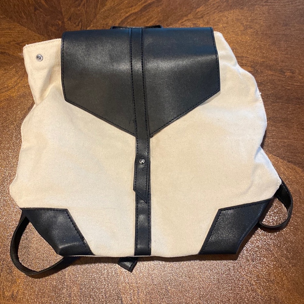 Deux Lux Demi Backpack Canvas Black Vegan Leather. - Picture 4 of 12